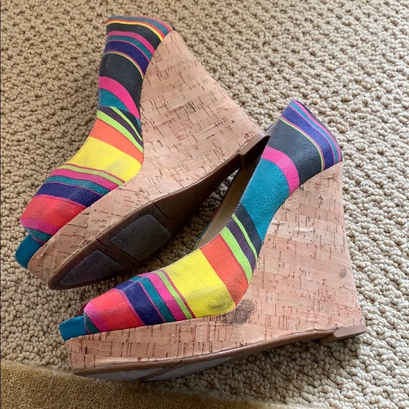 COPY - Nine West Colorful Striped Cork Wedges Size 8 - Picture 6 of 7